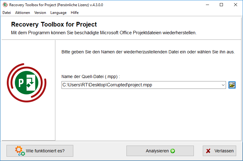 project Datei-Reparatur-Tool