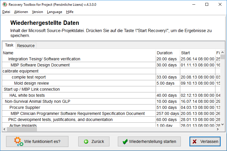 wie man eine beschädigte Projektdatei wiederherstellt
