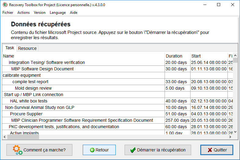 comment restaurer un fichier de projet endommagé