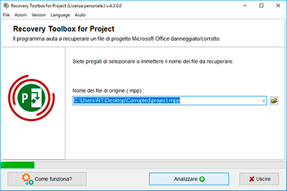 Analisi del file e recupero dei dati