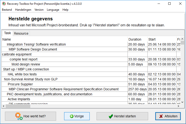 hoe beschadigd projectbestand herstellen