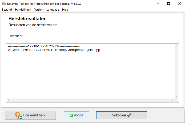 herstelprogramma project