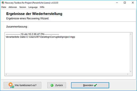 ms project datei reparieren
