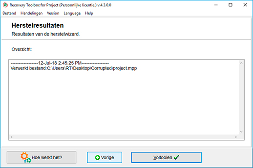 ms projectbestand repareren